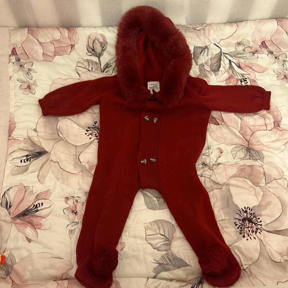 Baby red footies 3-6 months
